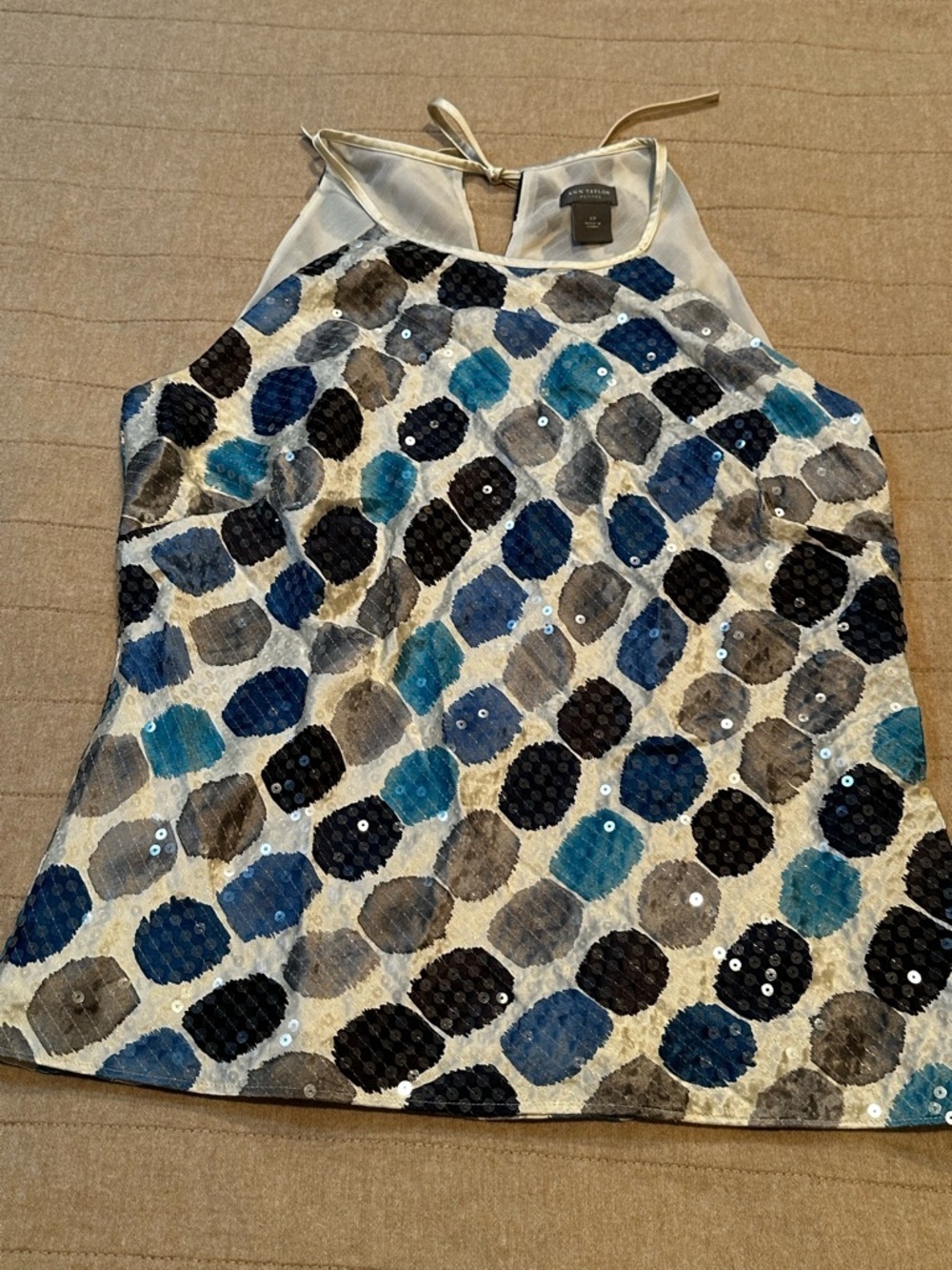 Ann Taylor Blue, Navy and Gray Sequin Halter Camisole